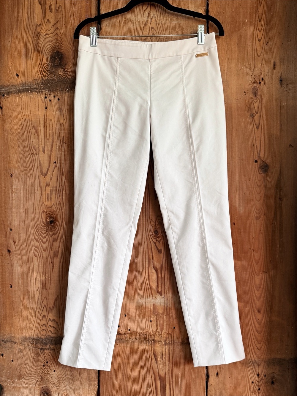 Sz 2 Ted Baker White Mid Rise Tailored Slim Tapered Business Casual Trousers EUC